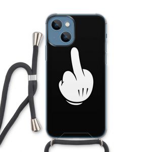Middle finger black: iPhone 13 Transparant Hoesje met koord