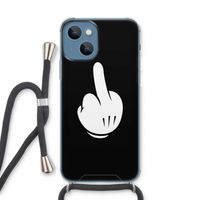Middle finger black: iPhone 13 Transparant Hoesje met koord