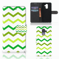 Samsung Galaxy A6 Plus 2018 Telefoon Hoesje Zigzag Groen - thumbnail