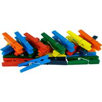 Mini knijpers/knijpertjes van 4.5 cm - 100x stuks - multi-color kleuren - hobby knutselen - hout