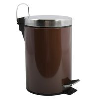 Prullenbak/pedaalemmer - metaal - donkerbruin - 3 liter - 17 x 25 cm - Badkamer/toilet