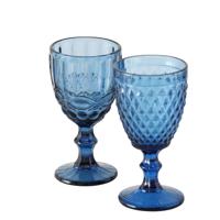 Boltze Home Wijnglas 'Aurora' Gekleurde Glas Blauw Dia8,5x17cm 2 Ass