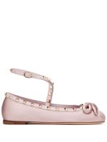 Valentino Garavani ballerines satinées à ornements Rockstud - Rose - thumbnail