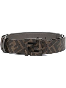 FENDI ceinture en cuir à motif monogrammé - Marron