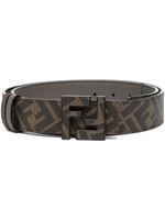 FENDI ceinture en cuir à motif monogrammé - Marron - thumbnail