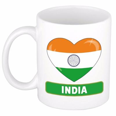Hartjes vlag India koffiemok - drink beker - white - 300 ml - supporters