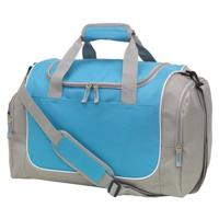 Sporttas/reistas met schoenenvak - 38 liter - grijs/lichtblauw - 48 x 30 x 27 cm - Weekendtas