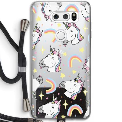 Rainbow Unicorn: LG V30 Transparant Hoesje met koord