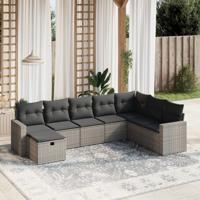 8-delige Loungeset met kussens poly rattan grijs 8-delige Loungeset met kussens poly rattan grijs