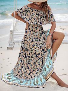 Vacation Floral Dress With No