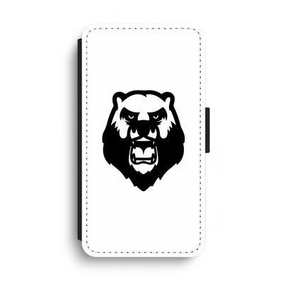 Angry Bear (white): iPhone XS Max Flip Hoesje