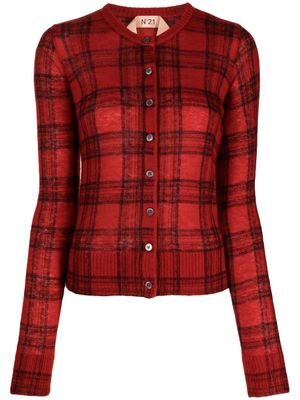 Nº21 cardigan boutonné à carreaux - Rouge
