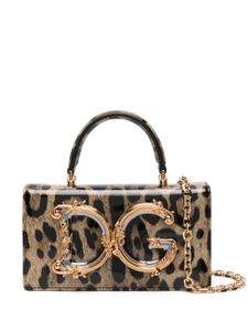 Dolce & Gabbana DG Girls leopard-print crossbody bag - Marron