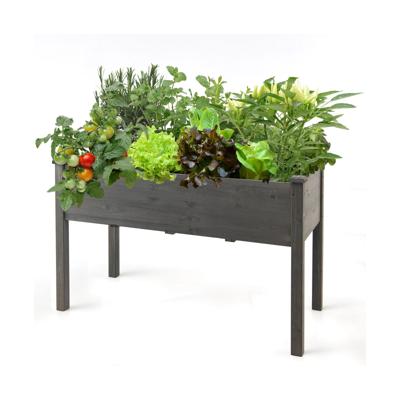 Hoge Bed Houten Kweekbed Groot Vroege Bed Plantenbak Plantenbox 125 x 59 x 76 cm Grijs