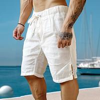 Voor heren Korte broek Linnen korte broek Zomer korte broeken Strandshorts Trekkoord Elastische taille Effen Ademend Knielengte Yoga Strand Hawaii Casual Zwart Wit Lightinthebox