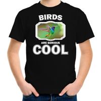 Dieren kolibrie vogel vliegend t-shirt zwart kinderen - birds are cool shirt jongens en meisjes - thumbnail