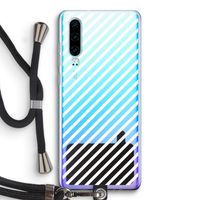 Strepen zwart-wit: Huawei P30 Transparant Hoesje met koord