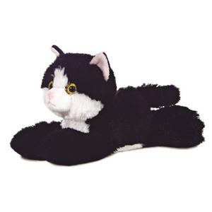 Pluche knuffel kat/poes - zwart/wit - 20 cm - Poezen/katten huisdieren knuffels