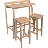 Tuinbarset - ZANZIBAR - FSC-gecertificeerd acaciahout - 1 rechthoekige tafel 44,5 x 100 x 112 cm - 2 barkrukken 37 x 35 x 72 cm