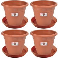 4x stuks bloempotten met onderschaal terra cotta rond diameter 30 cm - thumbnail