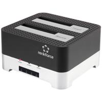 Renkforce RF-DOCKING-02 USB 3.2 Gen 1 (USB 3.0) SATA 6 Gb/s 2 poorten Harde schijf-kopieerstation 2.5 inch, 3.5 inch Met clone-functie