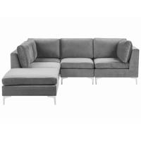 Beliani EVJA - Modulaire Sofa-Grijs-Fluweel - thumbnail