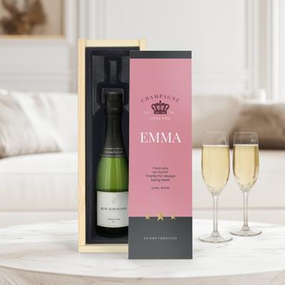 Champagne in bedrukte kist - René Schloesser (375ml)