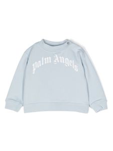 Palm Angels Kids sweat en coton à logo imprimé - Bleu