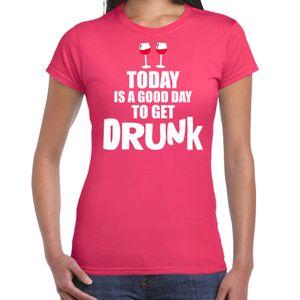 Roze fun t-shirt good day to get drunk voor dames