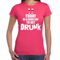 Roze fun t-shirt good day to get drunk voor dames - thumbnail