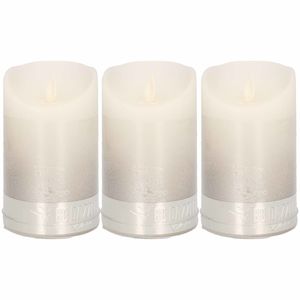 3x Zilver/witte Led kaarsen/stompkaarsen 12,5 cm