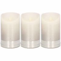 3x Zilver/witte Led kaarsen/stompkaarsen 12,5 cm