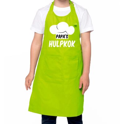 Papa s hulpkok Keukenschort kinderen/ kinder schort groen voor jongens en meisjes
