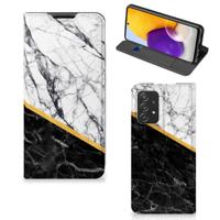Samsung Galaxy A72 (5G/4G) | Standcase | Marmer Wit Zwart - Origineel Cadeau Man