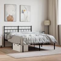 Bedframe met hoofdbord metaal zwart 160x200 cm