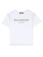 Balmain Kids t-shirt en coton à logo brodé - Blanc