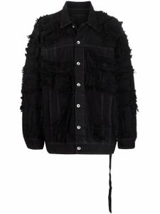 Rick Owens DRKSHDW veste en jean à bords frangés - Noir