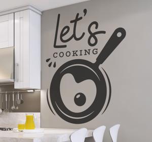 Muursticker keuken koekenpan met ei