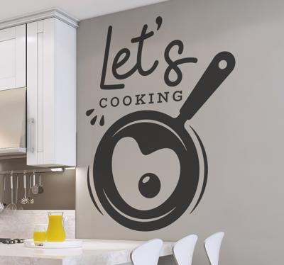 Muursticker keuken koekenpan met ei