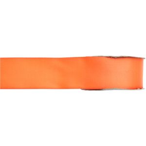 1x Oranje satijnlint rollen 1,5 cm x 25 meter cadeaulint verpakkingsmateriaal   -