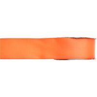 1x Oranje satijnlint rollen 1,5 cm x 25 meter cadeaulint verpakkingsmateriaal   - - thumbnail