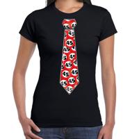 Verjaardag cadeau t-shirt voor dames - 45 jaar - zwart - stropdas stopbord