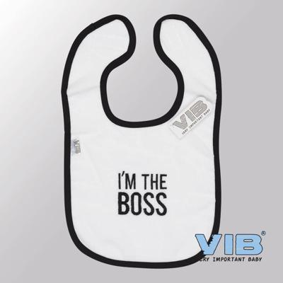 Van Der Doelen Baby slabbetje velours i&apos;m the boss wit
