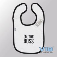 Van Der Doelen Baby slabbetje velours i'm the boss wit Van Der Doelen Baby slabbetje velours i'm the boss wit