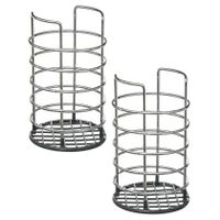 Set van 2x stuks ronde keukengerei houder zilver 19,5 cm van RVS - thumbnail