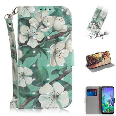 3D-schilderij aquarel bloem patroon gekleurde tekening horizontale Flip lederen case voor LG q60 met houder & kaartsleuven & portemonnee