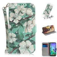 3D-schilderij aquarel bloem patroon gekleurde tekening horizontale Flip lederen case voor LG q60 met houder & kaartsleuven & portemonnee