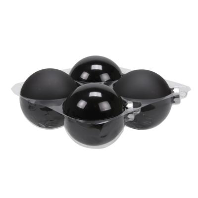 Kerstballen - 4 stuks - zwart - glas - 10 cm?- mat/glans - Kerstboomversiering