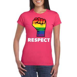 Gay Pride Respect LGBT shirt roze dames 2XL  -