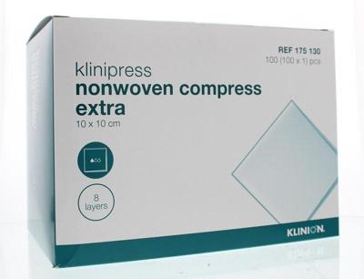 Klinion Klinipress non-woven kompres 10 x 10cm extra 100 Stuks Klinion Klinipress non-woven kompres 10 x 10cm extra 100 Stuks